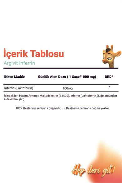 Argivit İnferrin Laktoferrin İçeren Takviye Edici Gıda 10 Saşe