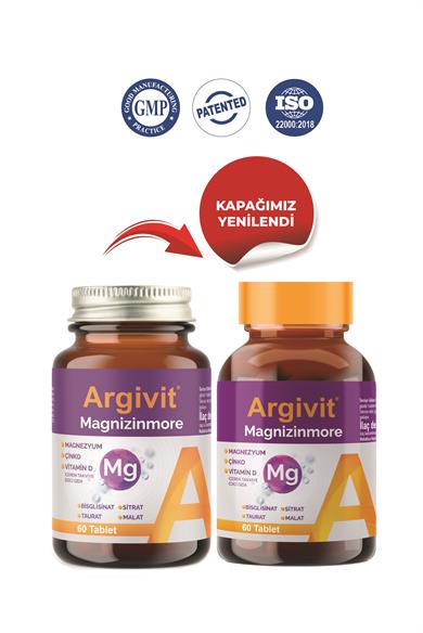 Argivit Magnizinmore Magnezyum, Çinko ve Vitamin D İçeren Takviye Edici Gıda 60 Tablet