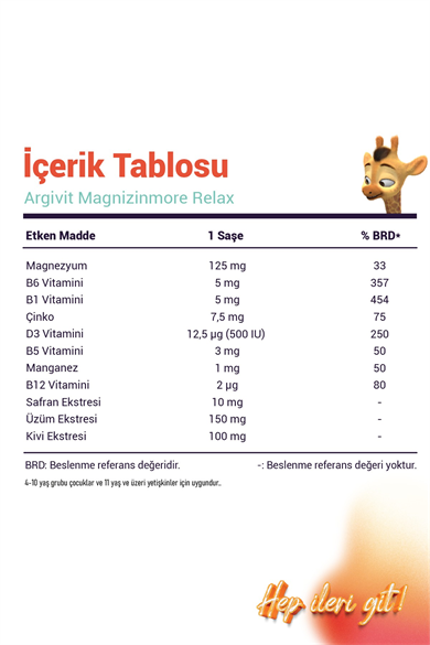 Argivit Magnizinmore Relax Magnezyum, Çinko ve Safran Ekstresi İçeren Takviye Edici Gıda 30 Saşe