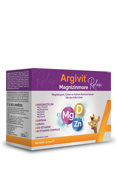 Argivit Magnizinmore Relax Magnezyum, Çinko ve Safran Ekstresi İçeren Takviye Edici Gıda 30 Saşe