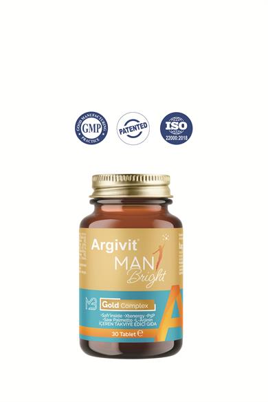 Argivit Man Bright Tablet ( Cüce Palmiye (Saw Palmetto), Safran, Isırgan ve L-Arjinin ) 30 Tablet