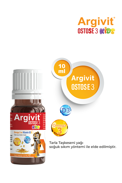 Argivit Ostosse3 Kids Omega 3 ve Vitamin D3 içeren Takviye Edici Gıda 10 ml