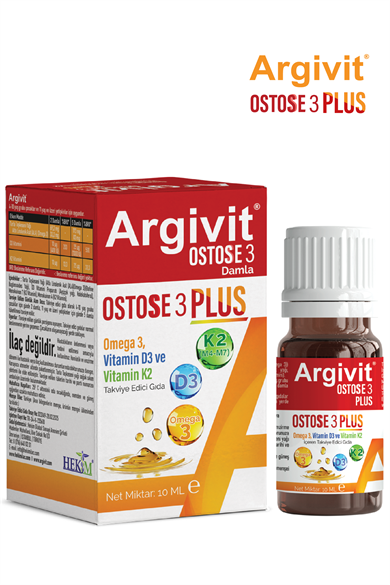 Argivit Ostose 3 Plus Omega 3 ve Vitamin D3 içeren Takviye Edici Gıda 10 ml