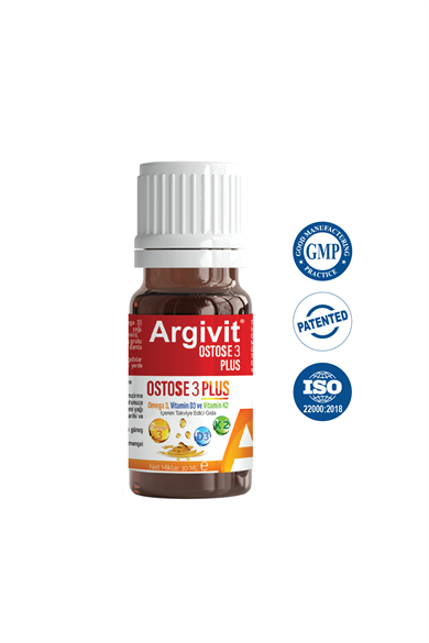 Argivit Ostose 3 Plus Omega 3 ve Vitamin D3 içeren Takviye Edici Gıda 10 ml