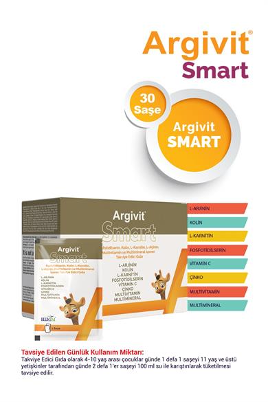 Argivit Smart Fosfotidilserin, Kolin, L-Karnitin, L-Arjinin, Multivitamin ve Multimineral 30 Saşe