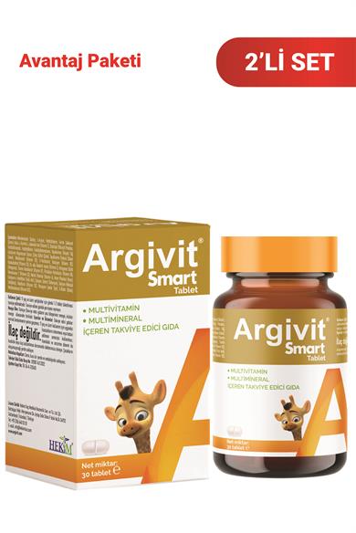 Argivit Smart Tablet 30 Tablet 2li Paket - Fosfatidilserin, Kolin, L-Arginin, Multivitamin ve Multimineral