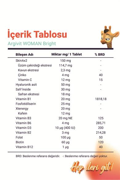 Argivit Woman Bright Tablet 30 Tablet (Hyaluronik Asit, Safran, Fosfotidilserin)