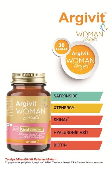 Argivit Woman Bright Tablet 30 Tablet (Hyaluronik Asit, Safran, Fosfotidilserin)