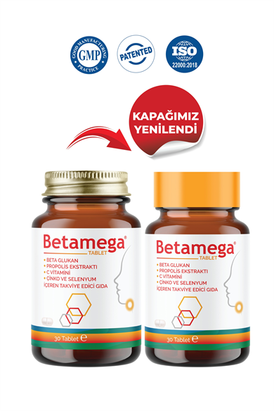Betamega Tablet 30 Tablet 2li Paket Betaglukan, Propolis Ekstraktı, C Vitamini, Çinko, Selenyum