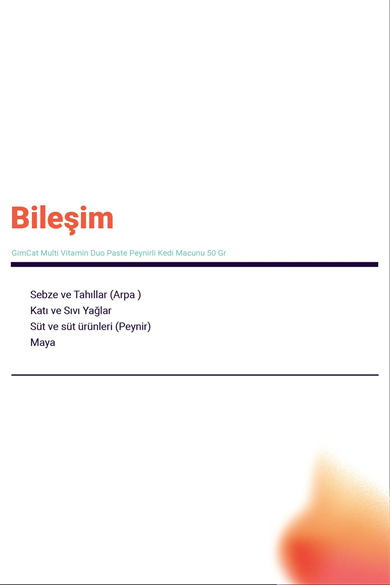 GimCat Multi-Vitamin Duo Paste Peynır 12 Vitamin Kedi Macunu 50gr