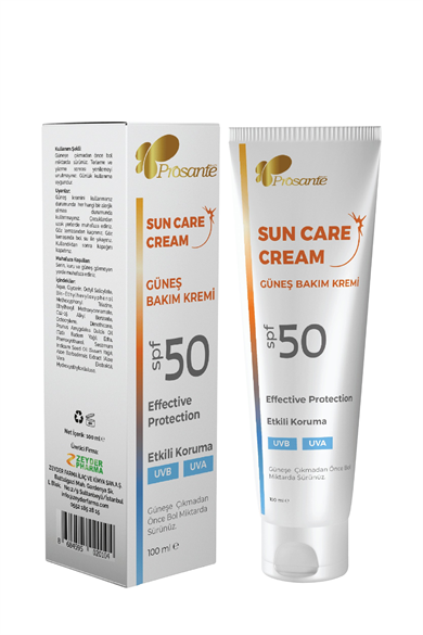 Prosante Güneş Bakım Kremi SPF 50 Etkili Koruma UVB UVA 100 ml