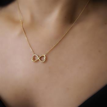 Mardeluz Taşlı Sonsuzluk Altın Kolye 8 Ayar 1.76  gr