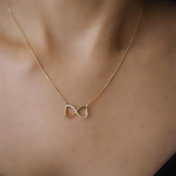 Mardeluz Taşlı Sonsuzluk Altın Kolye 8 Ayar 1.76  gr