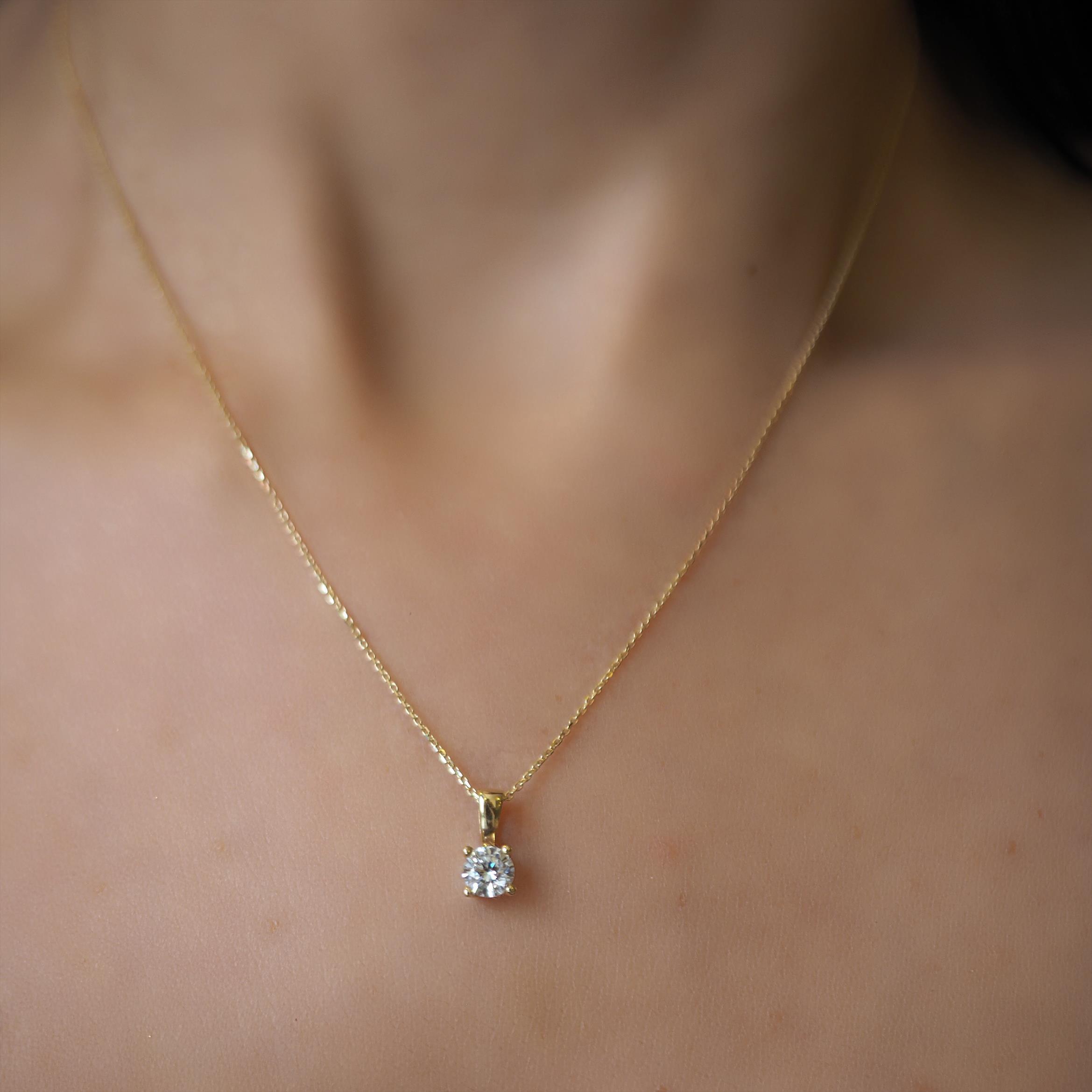 Mardeluz Altın Tek Taş Kolye 14 Ayar 1,82 Gram 