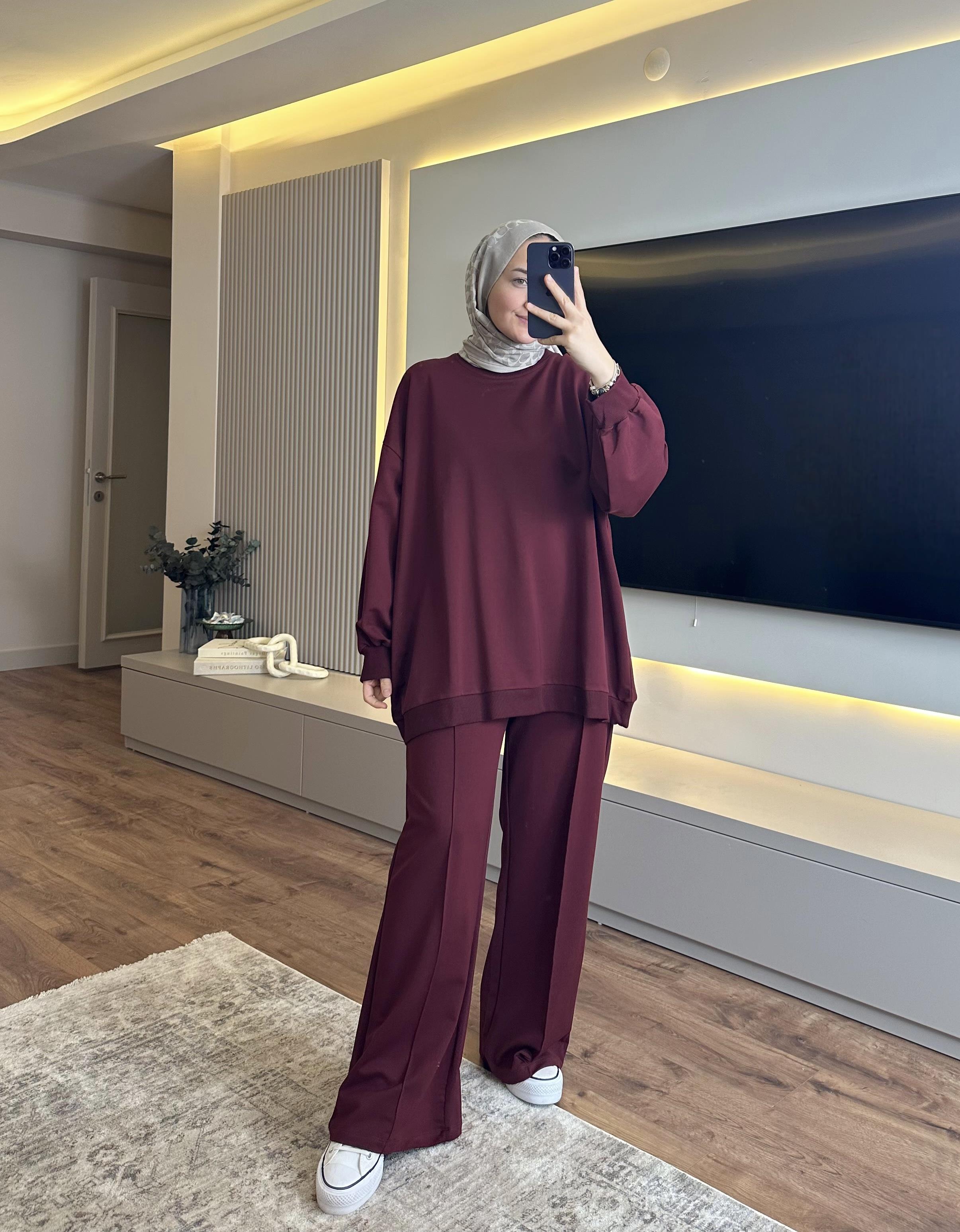 Basıc Oversize Takım Bordo - TAKIM