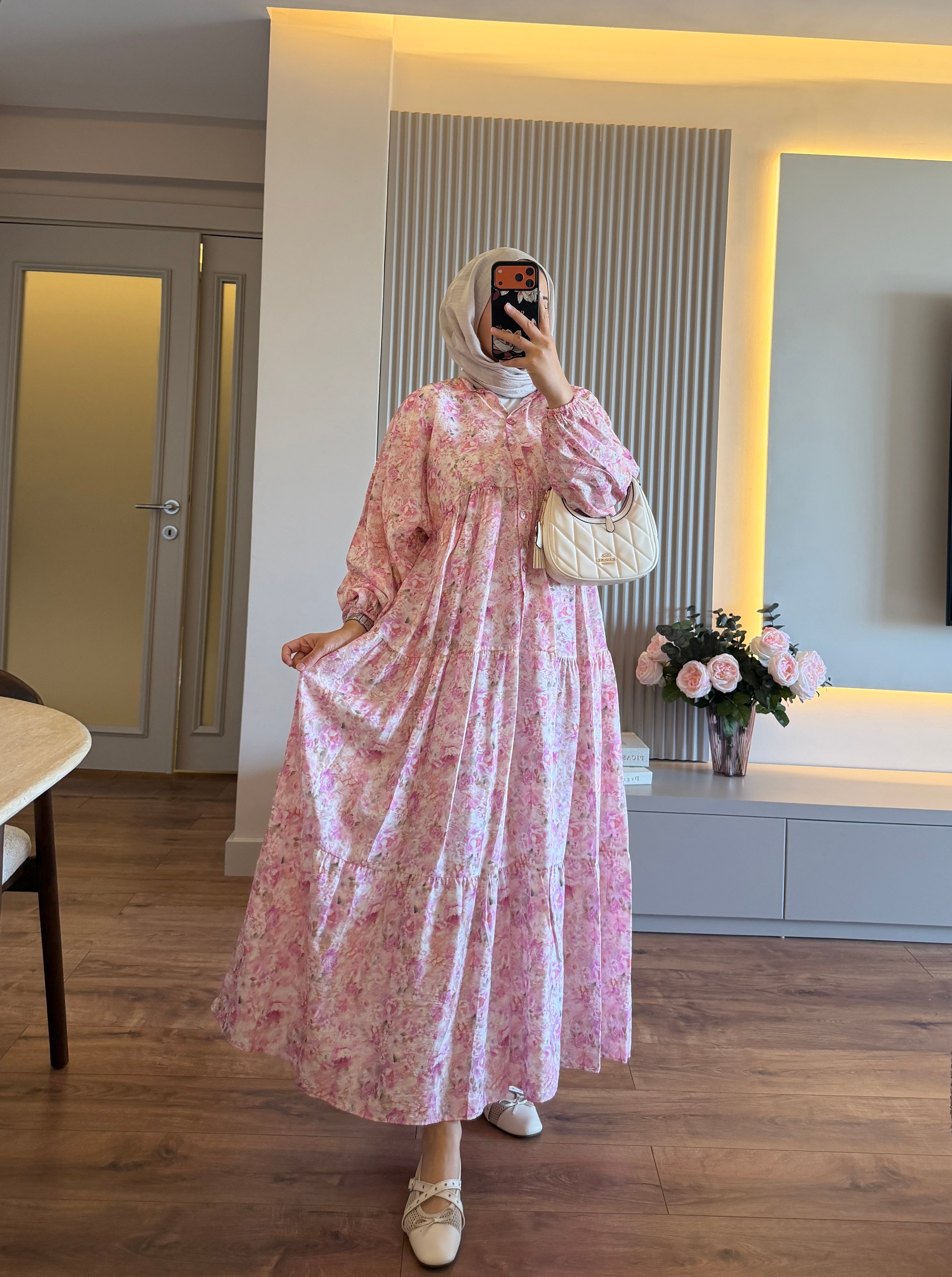 Çiçek Elbise Pembe - ELBİSE