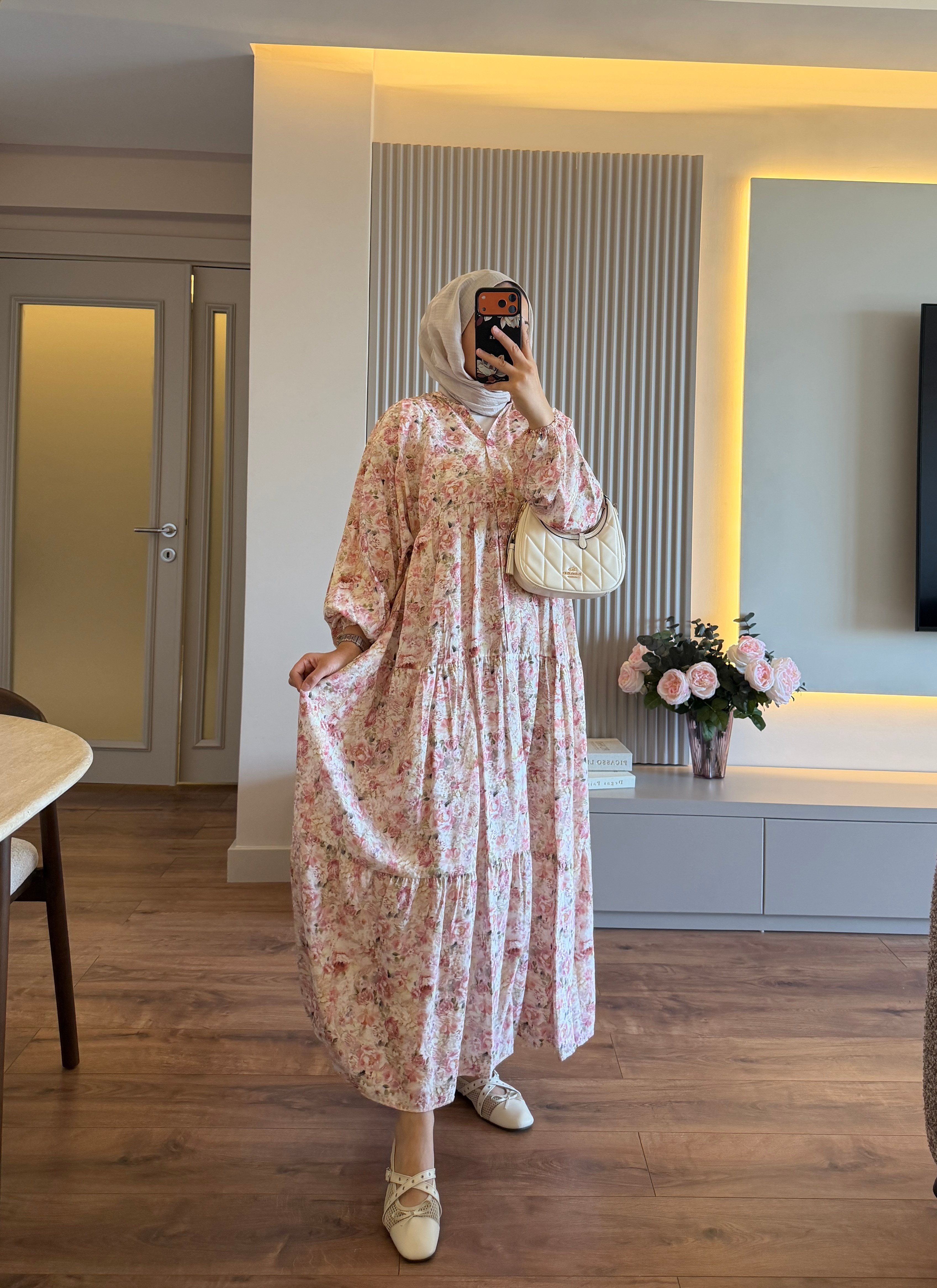 Çiçek Elbise Somon - ELBİSE