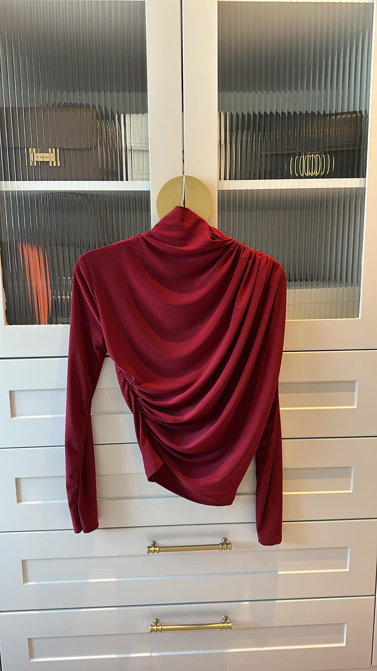 Drape Bluz Bordo - TUNİK