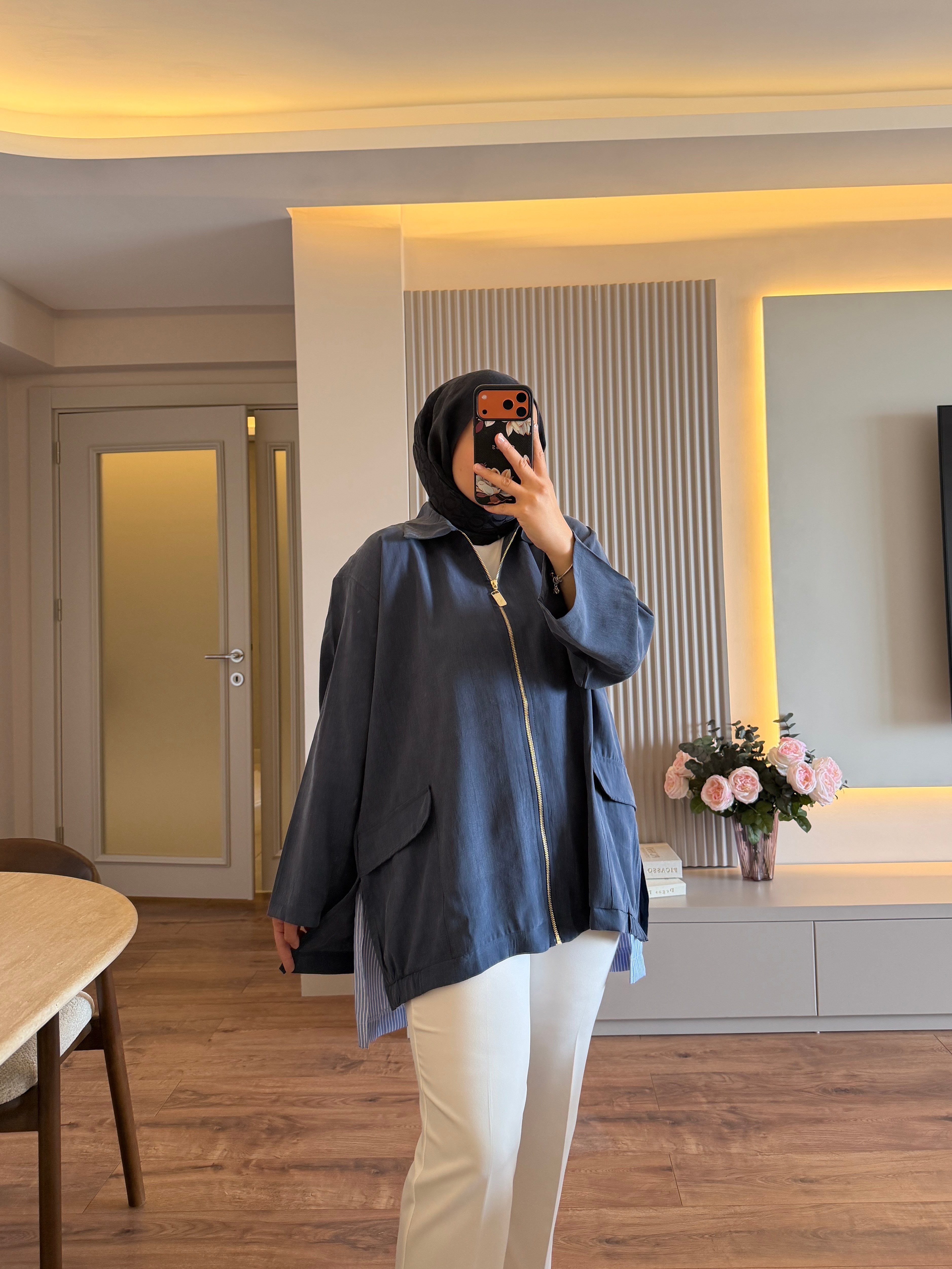 Etek Ucu Çizgili Garnili Ceket - CEKET