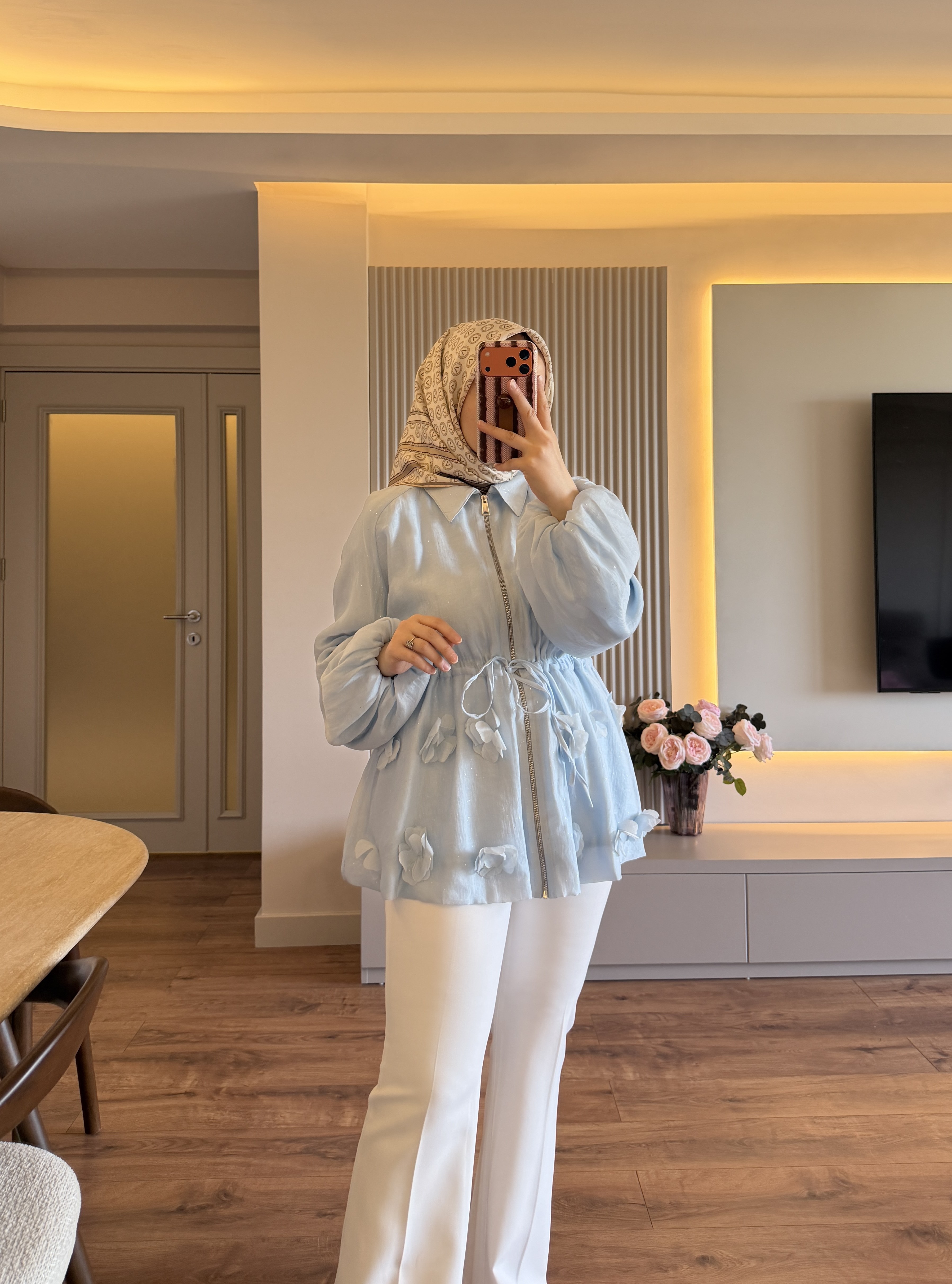 Işıltılı Bahar Ceket Açık Mavi - CEKET