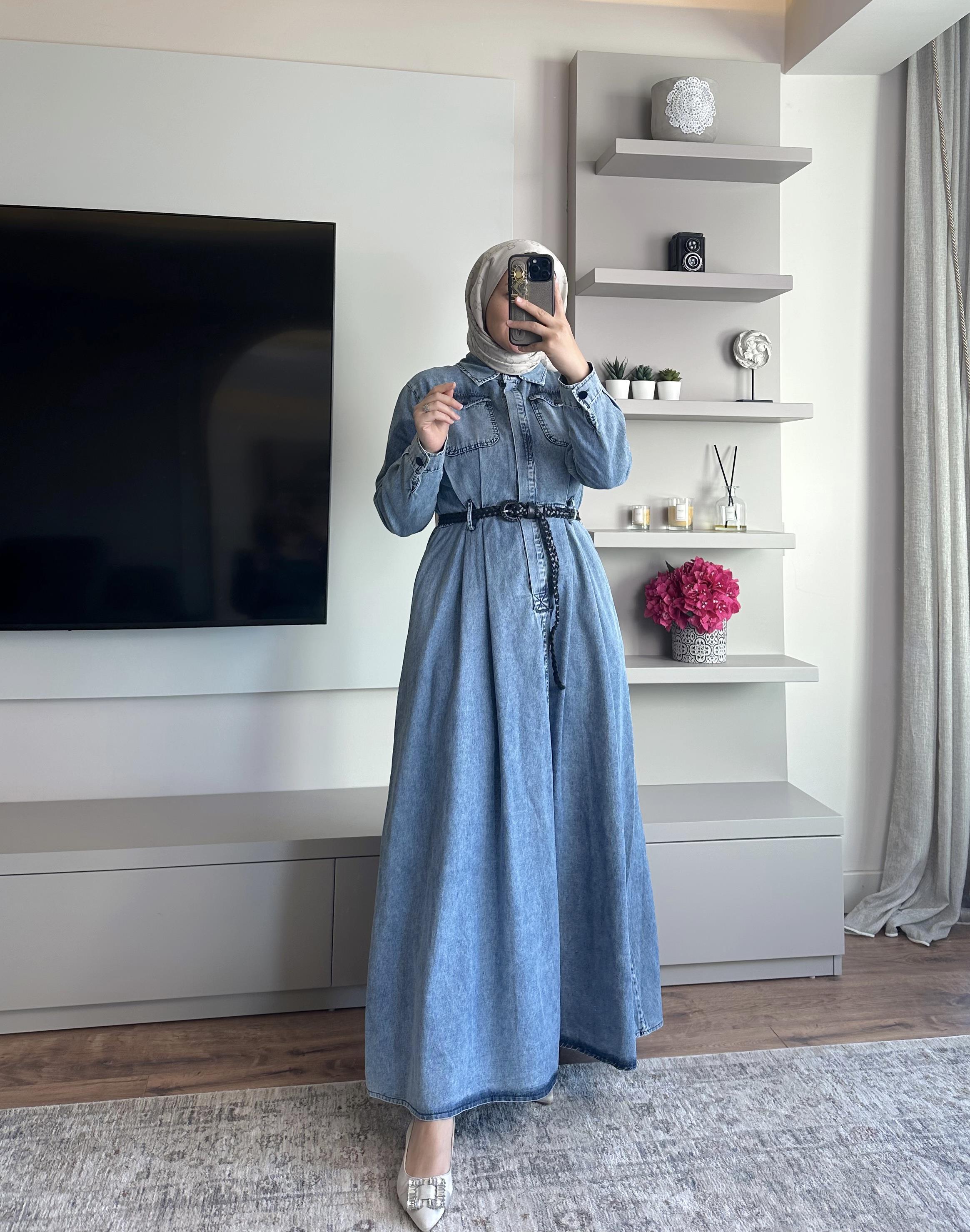 Kemerli Kot Elbise  - ELBİSE