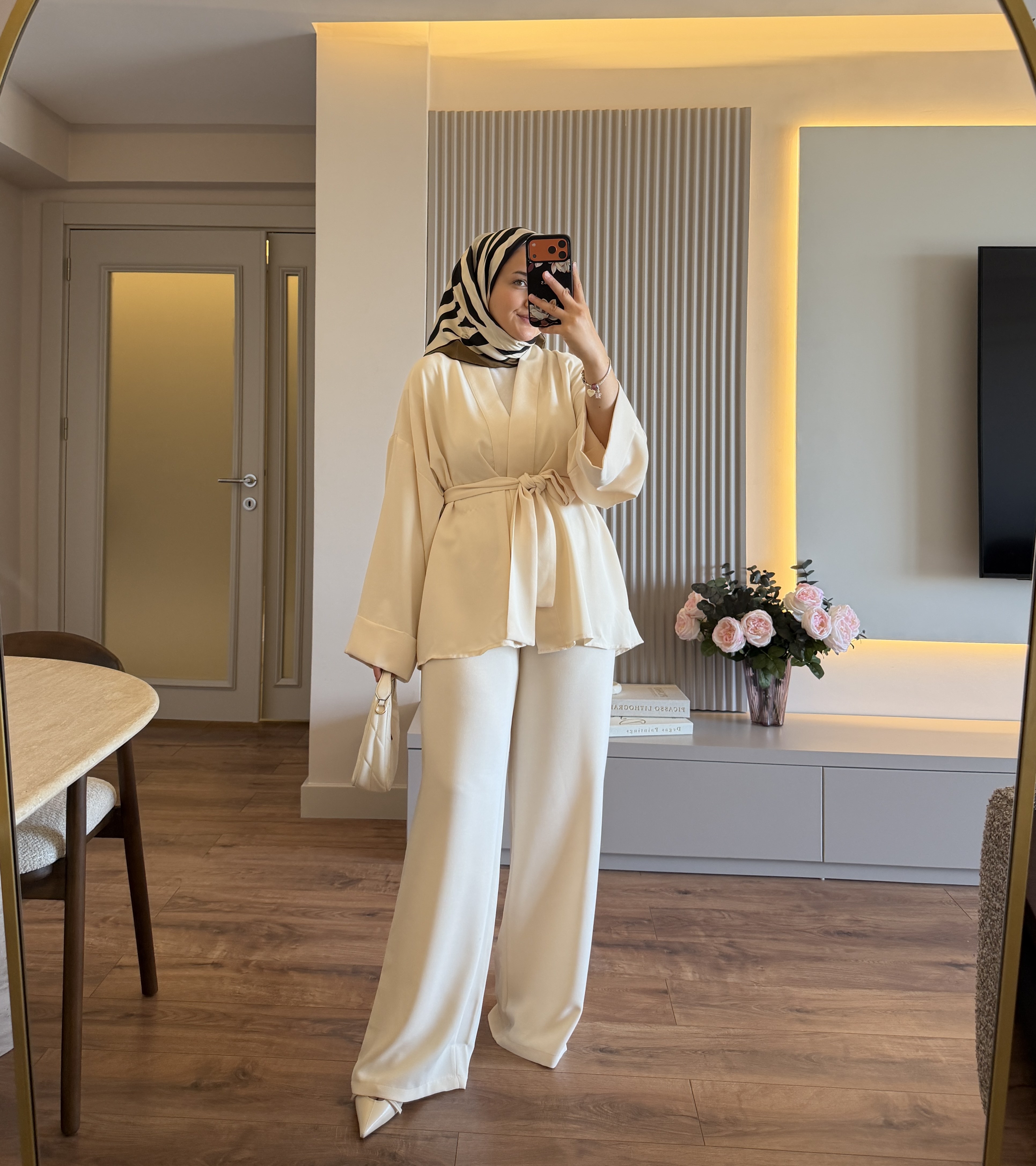 Luna Kimono Takım Krem - TAKIM
