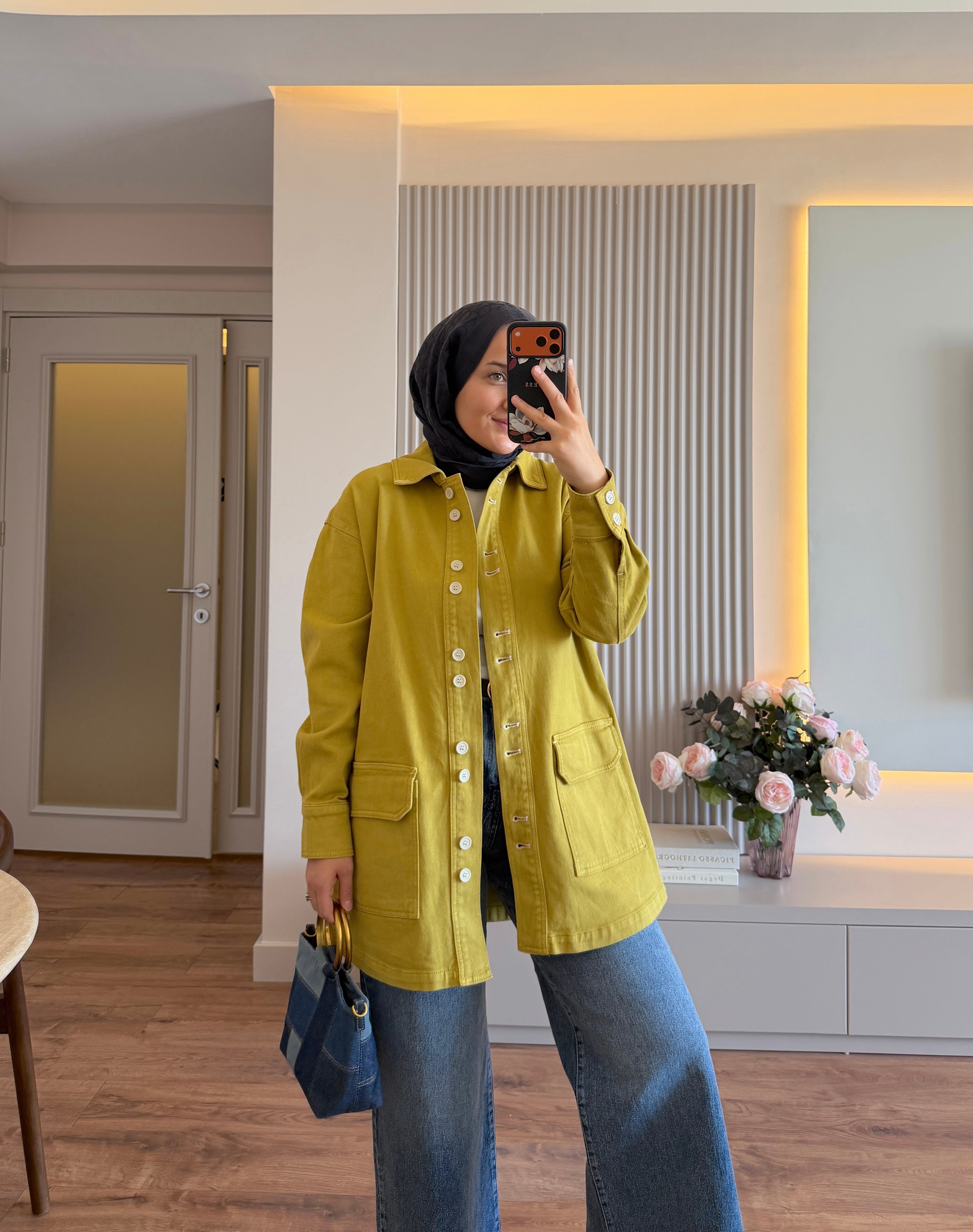 Pamuklu Denim Ceket Olive - DIŞ GİYİM
