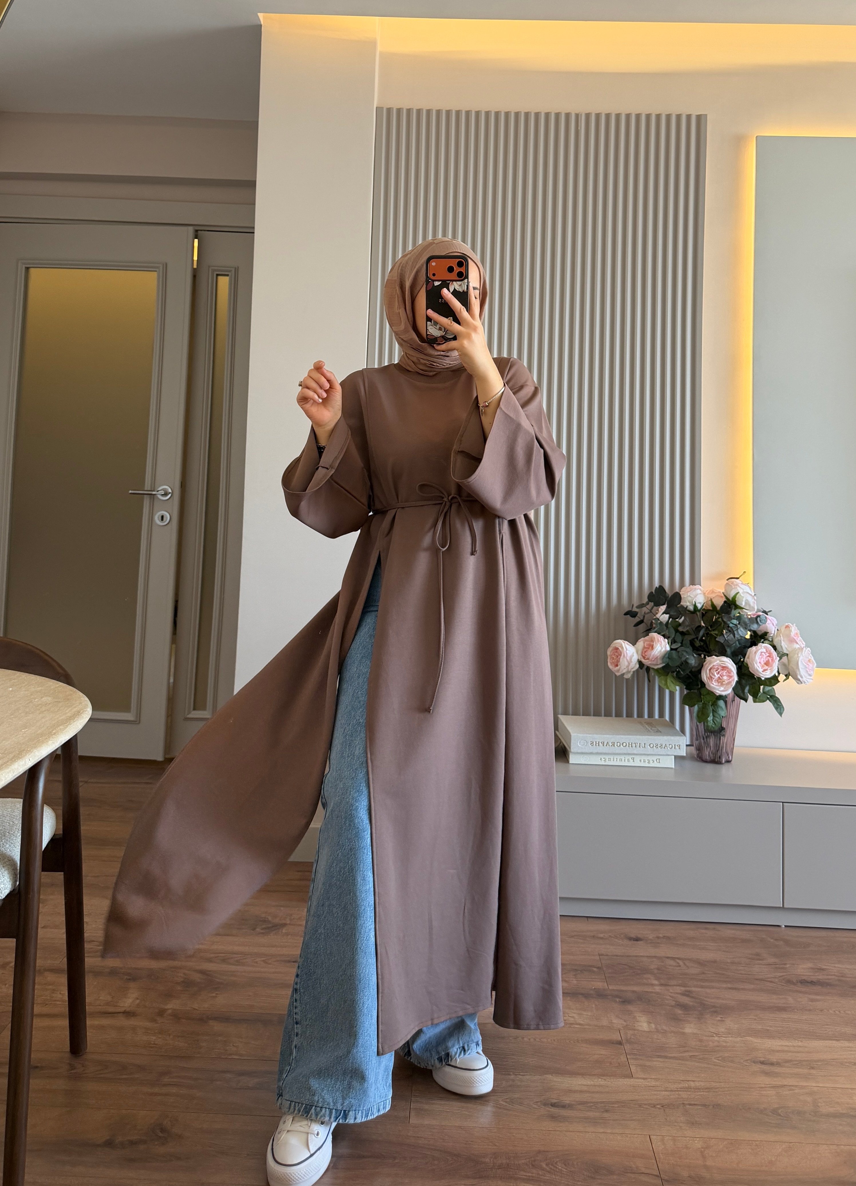Parçalı Sweat Tunik Vizon - TUNİK