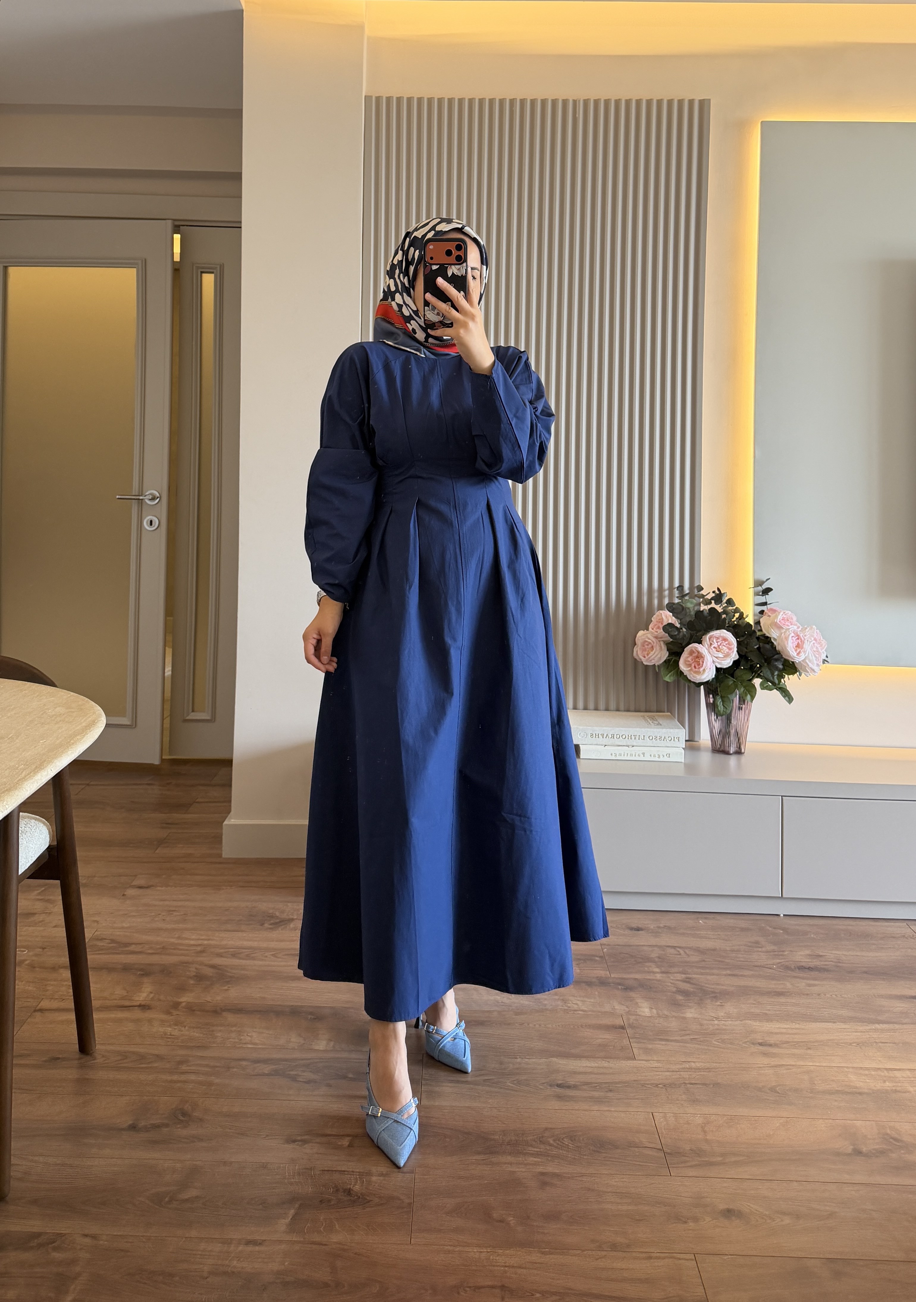 Poplin Elbise Lacivert - ELBİSE