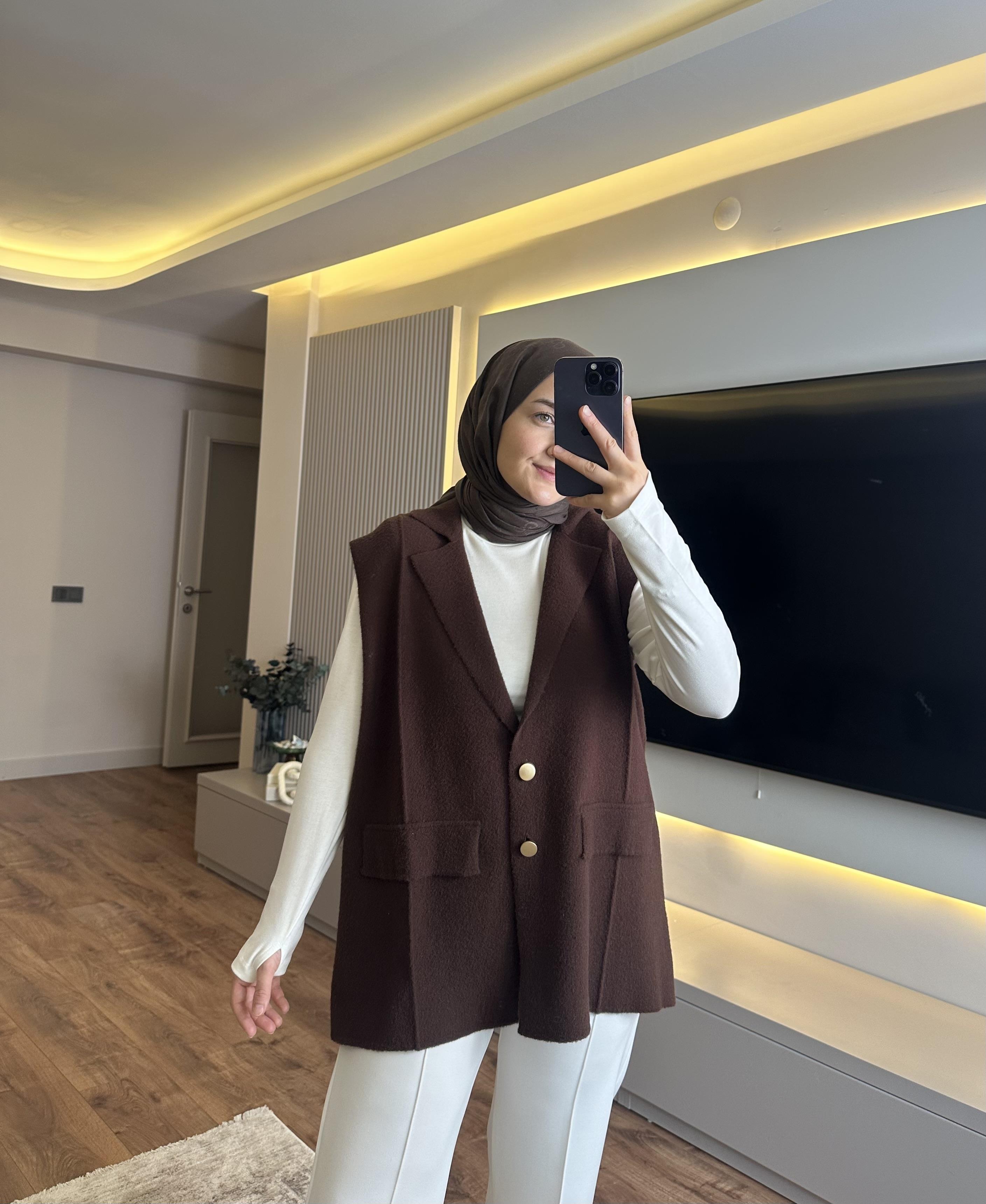 Soft Yün Yelek Kahve - YELEK