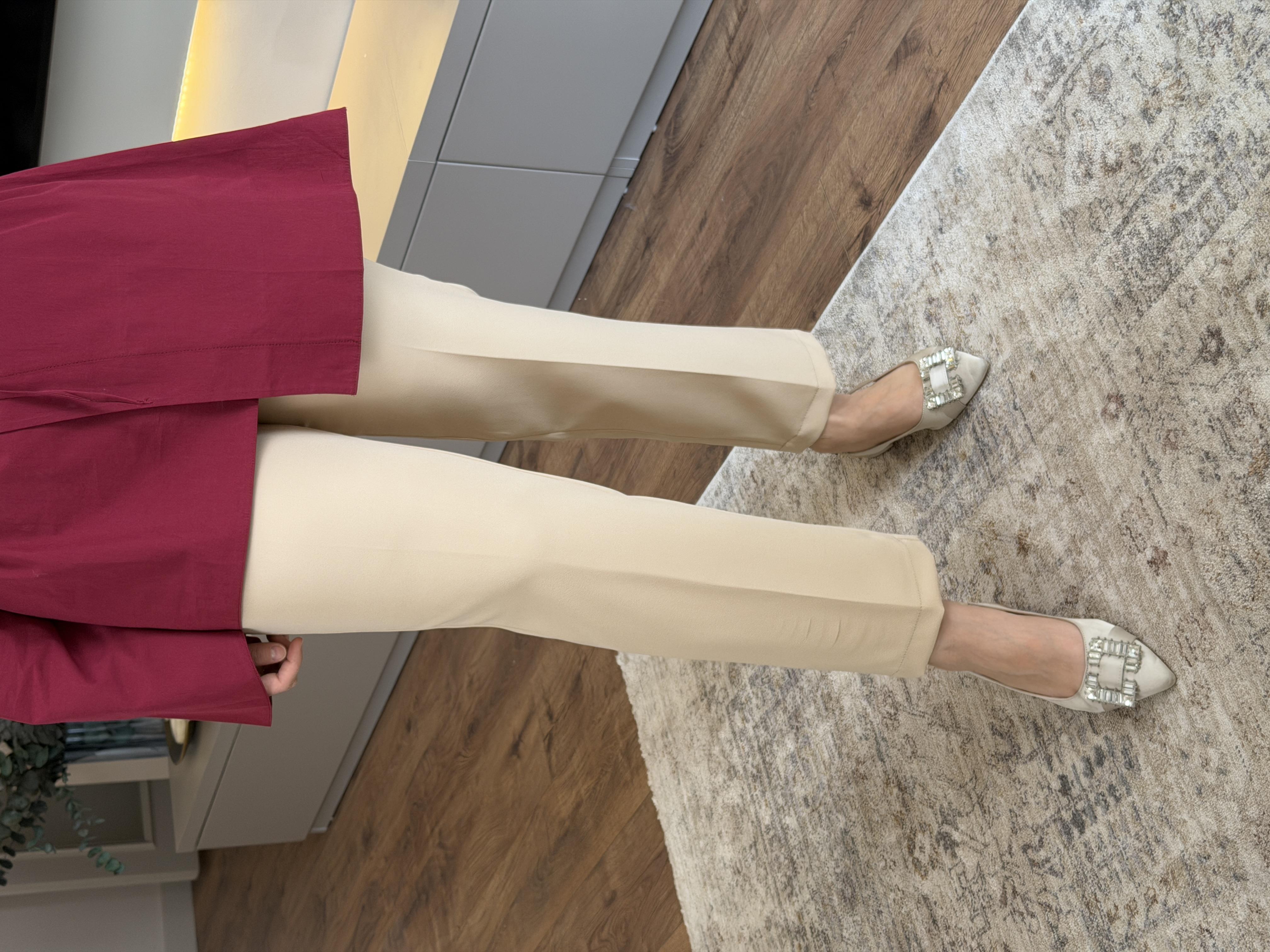 Ütü İzli Kumaş Pantalon Bej - PANTOLON