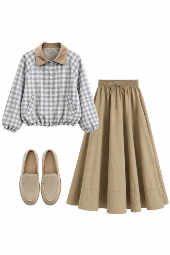 A Form Poplin Etek Camel - ETEK