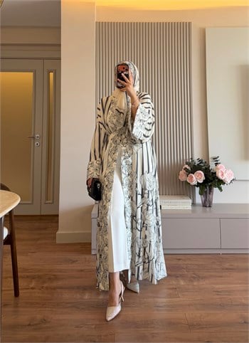 Lavin Desenli Şallı Abaya - TAKIM