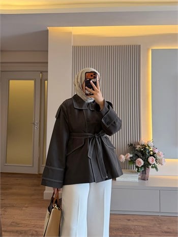 Mona Kontrast Dikişli Trenç - TRENCKOT