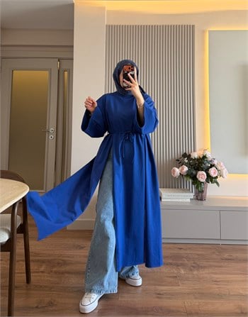 Parçalı Sweat Tunik Saks - TUNİK