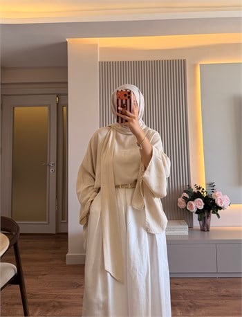 Şal Detaylı Bluz Krem - BLUZ