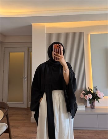 Şal Detaylı Bluz Siyah - BLUZ