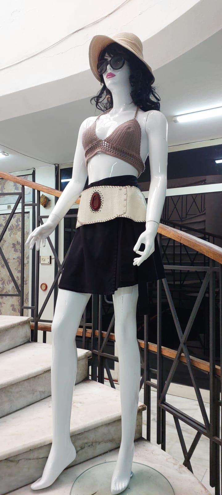 Boho Doğal Taşlı Zımbalı Hakiki Deri Kemer (90 CM-105 CM)