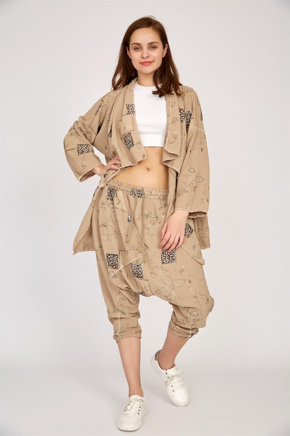 Boho Şalvar Pantolon Asimetrik Ceket Takım