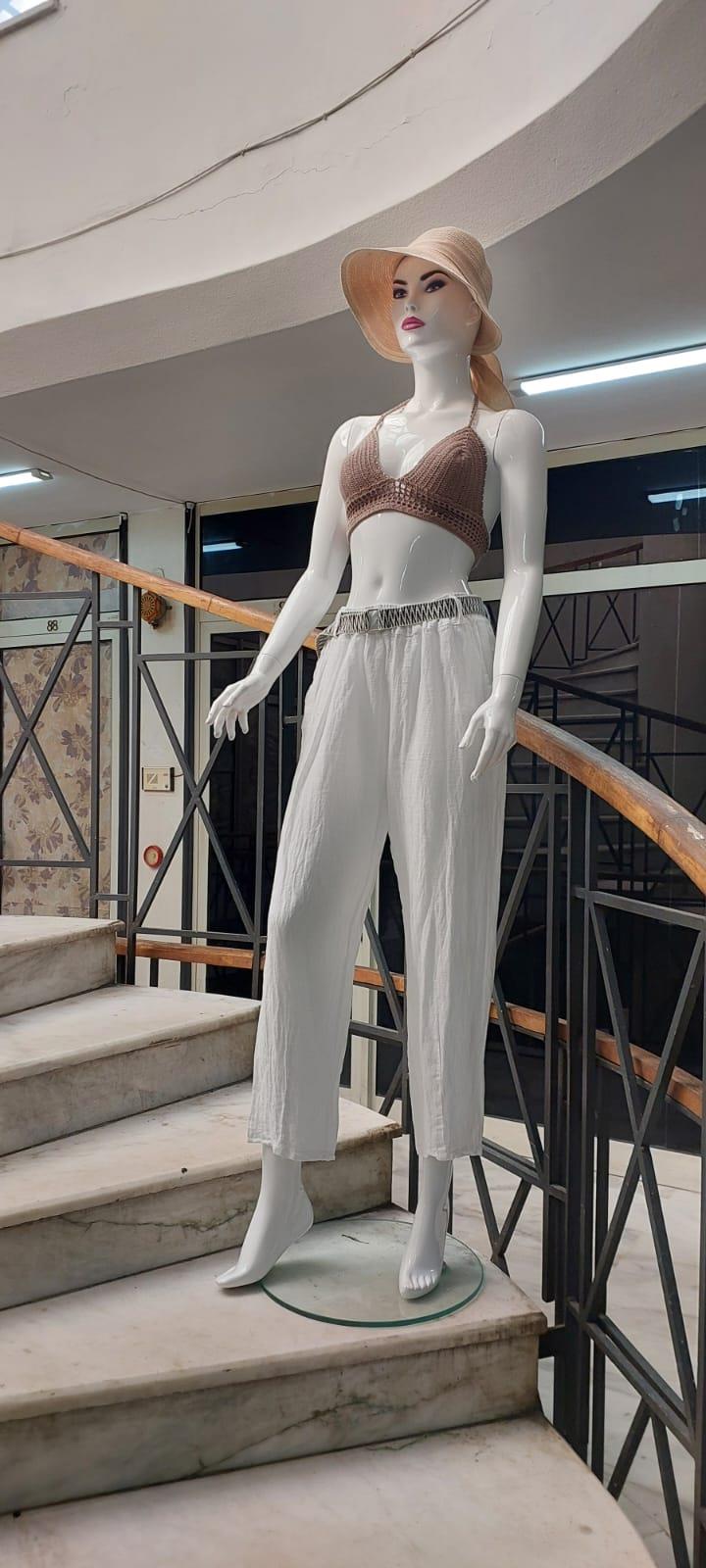 İtalyan Kemerli Keten Pantolon
