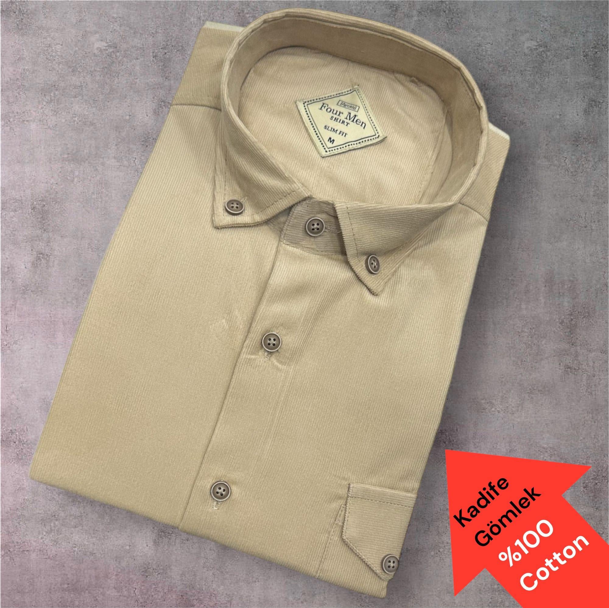 Kadife %100 Cotton Pamuklu Uzun Kollu Terletmeyen Gömlek (Slim Fit Kalıp)