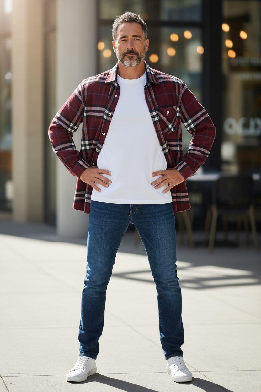 Kışlık Pamuklu Bordo Uzun Kollu Cepli Erkek Oduncu Gömlek (Slim Fit)