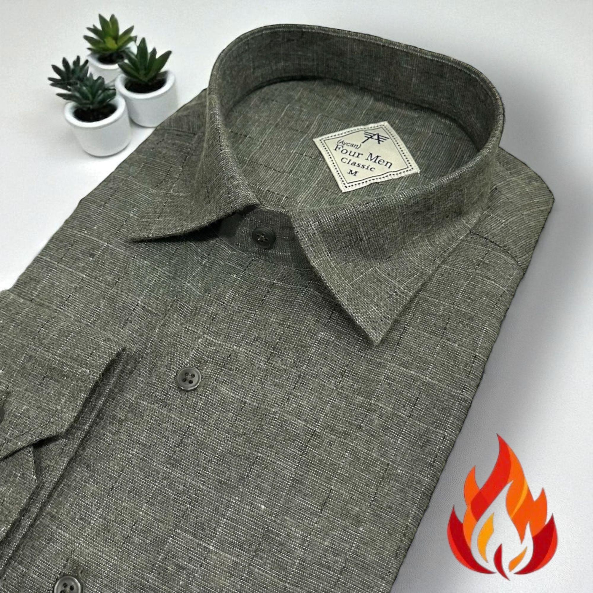 Klasik %100 Cotton Uzun Kollu Terletmeyen Kışlık Flanel Terletmeyen Tek Cepli Gömlek (Regular Kalıp)