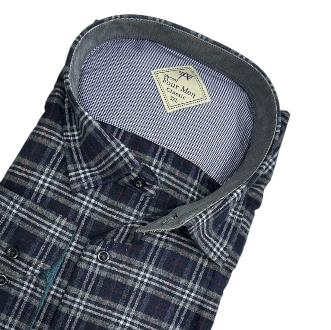 Klasik %100 Cotton Uzun Kollu Terletmeyen Kışlık Flanel Kumaş Pamuklu Kahverengi Gömlek (Regular Kalıp)