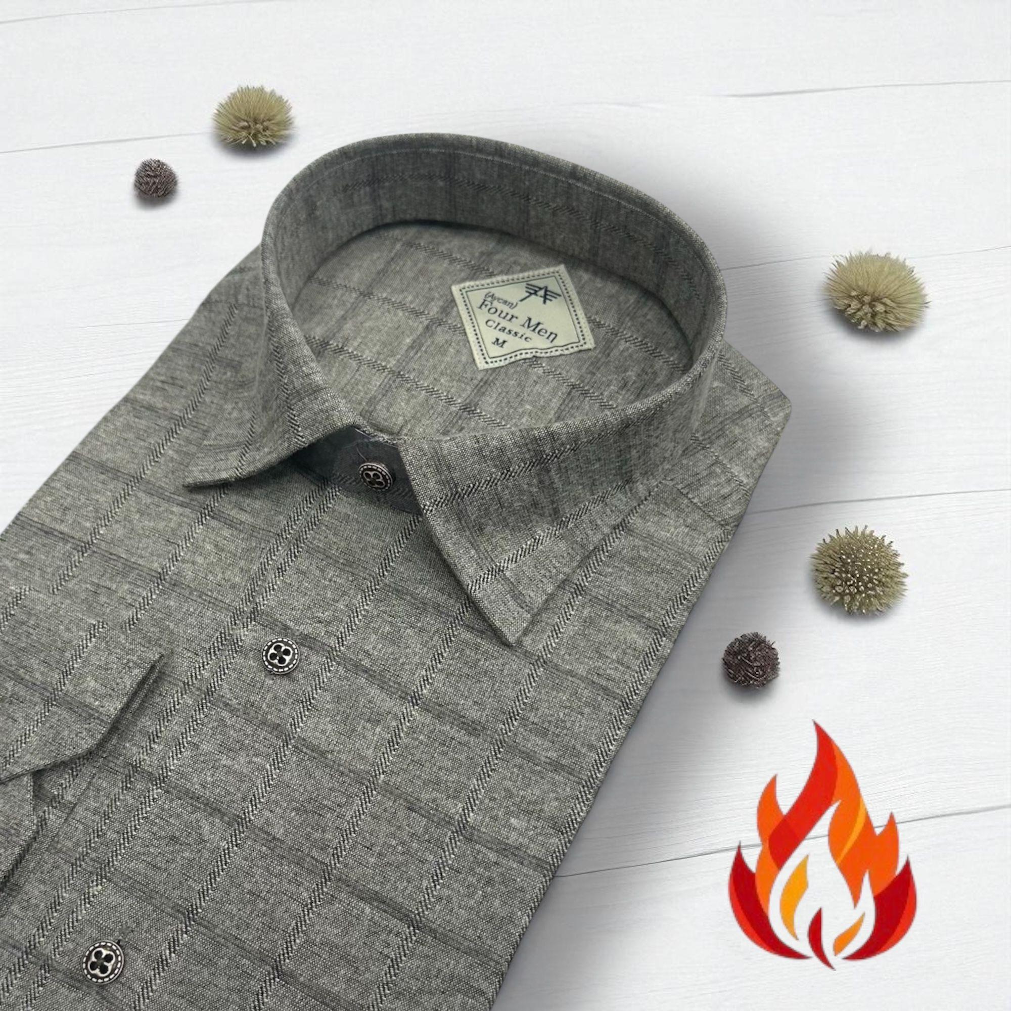 Klasik %100 Cotton Uzun Kollu Terletmeyen Kışlık Flanel Terletmeyen Gömlek (Regular Kalıp)