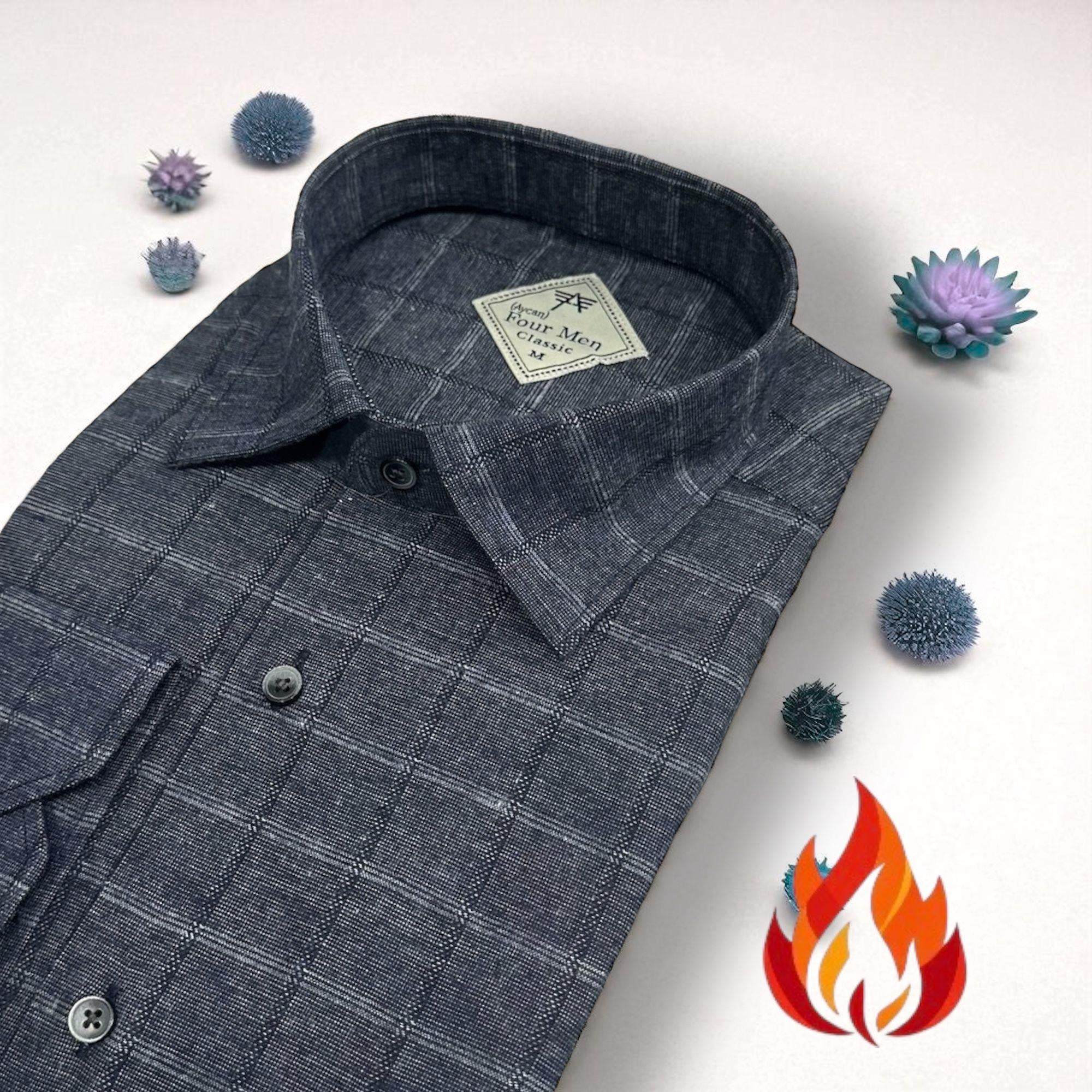 Klasik %100 Cotton Uzun Kollu Terletmeyen Kışlık Flanel Terletmeyen Tek Cepli Gömlek (Regular Kalıp)