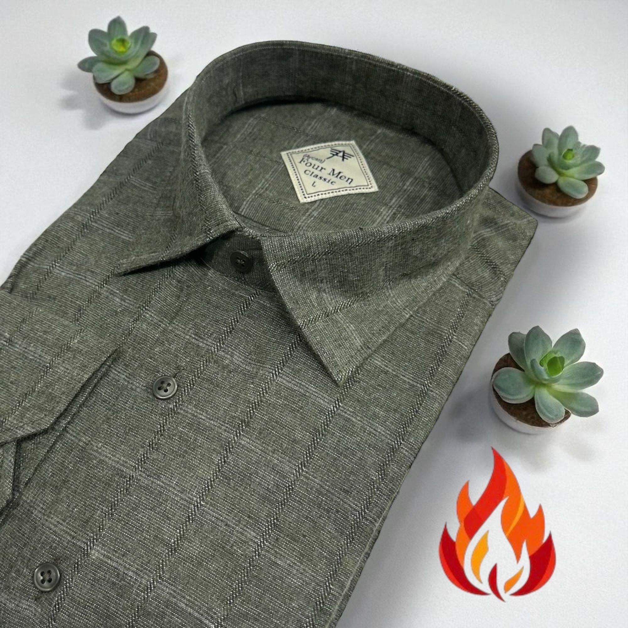 Klasik %100 Cotton Uzun Kollu Terletmeyen Kışlık Flanel Terletmeyen Tek Cepli Gömlek (Regular Kalıp)