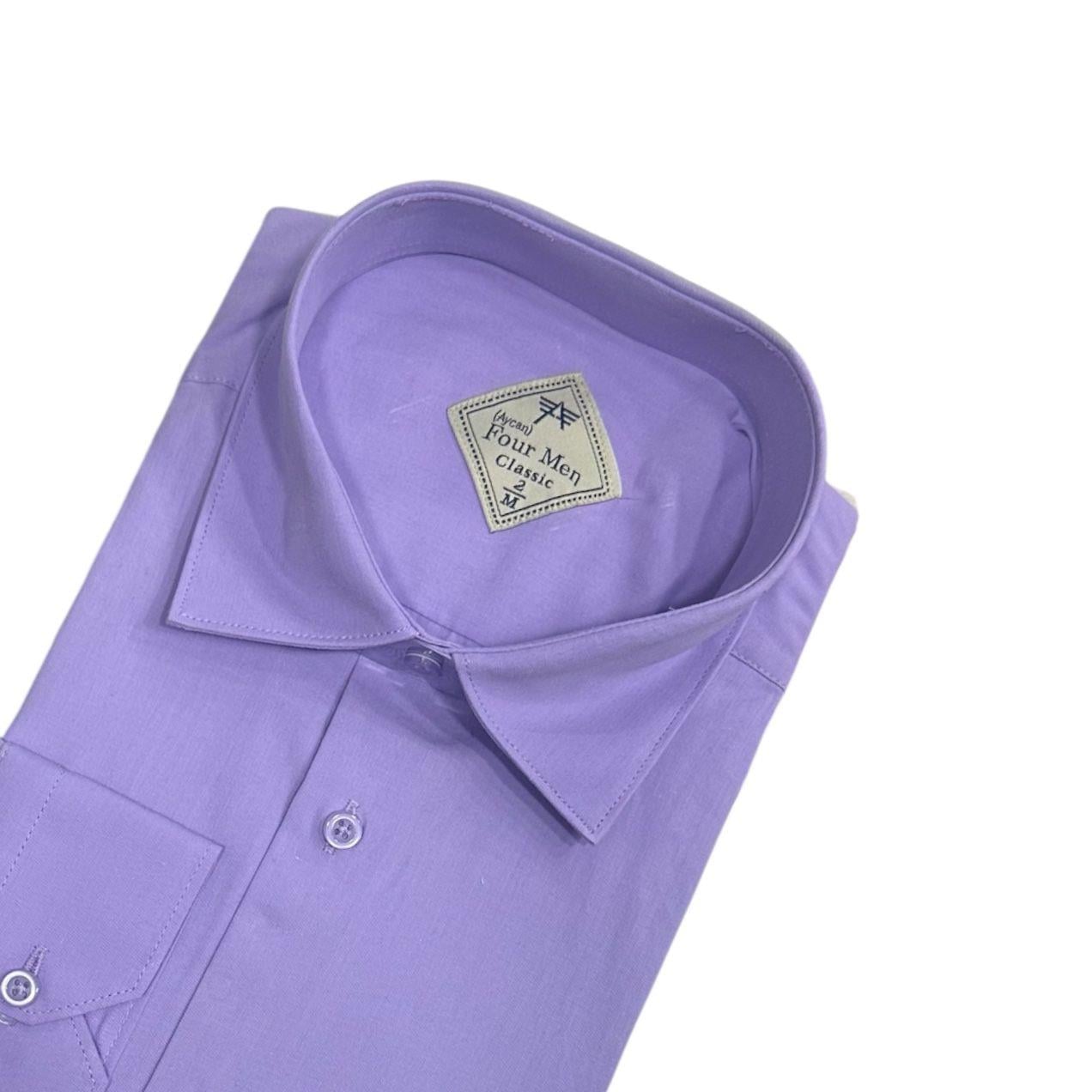 Klasik %100 Cotton Uzun Kollu Terletmeyen Kışlık Flanel Kumaş Mor Gömlek (Regular Kalıp)