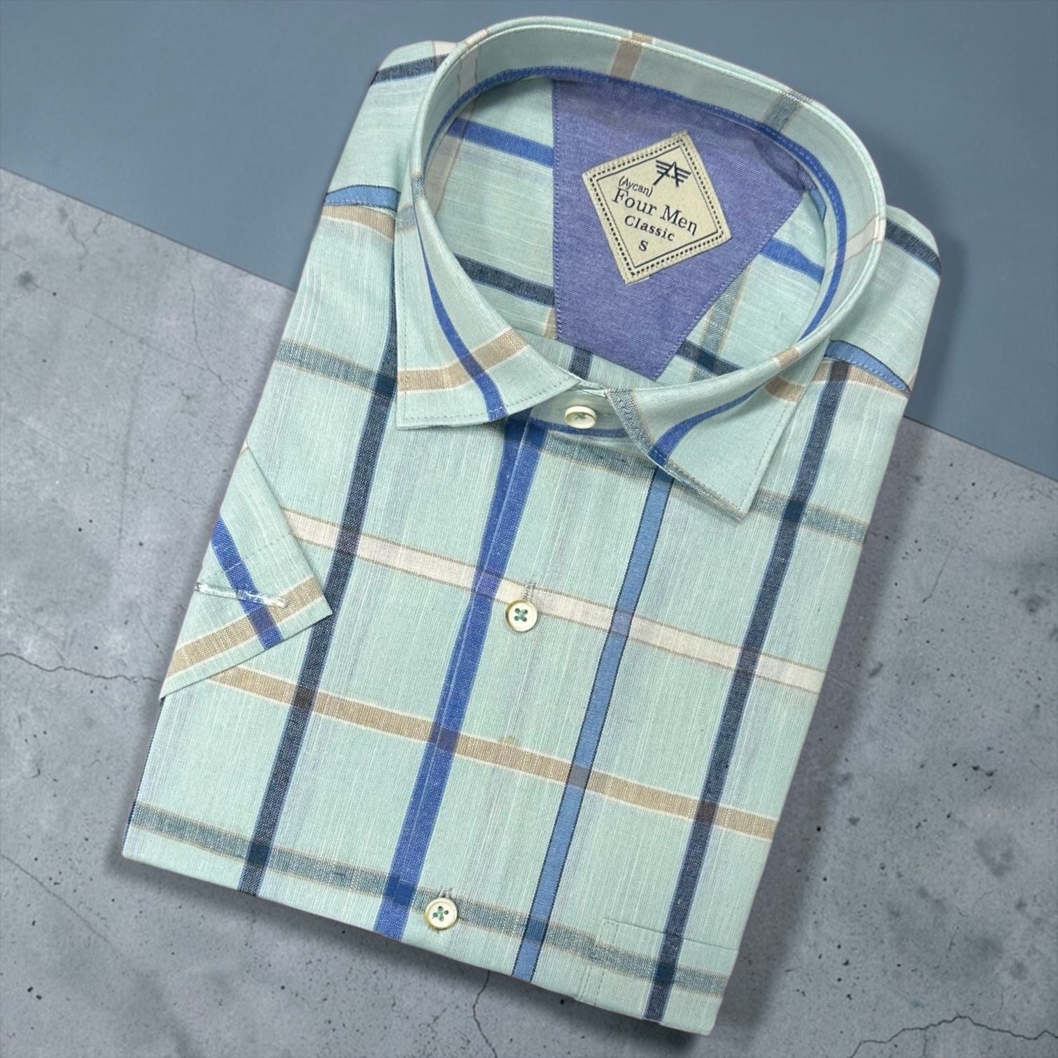 Linen Keten Klasik %100 Cotton Kısa Kollu Terletmeyen Gömlek 