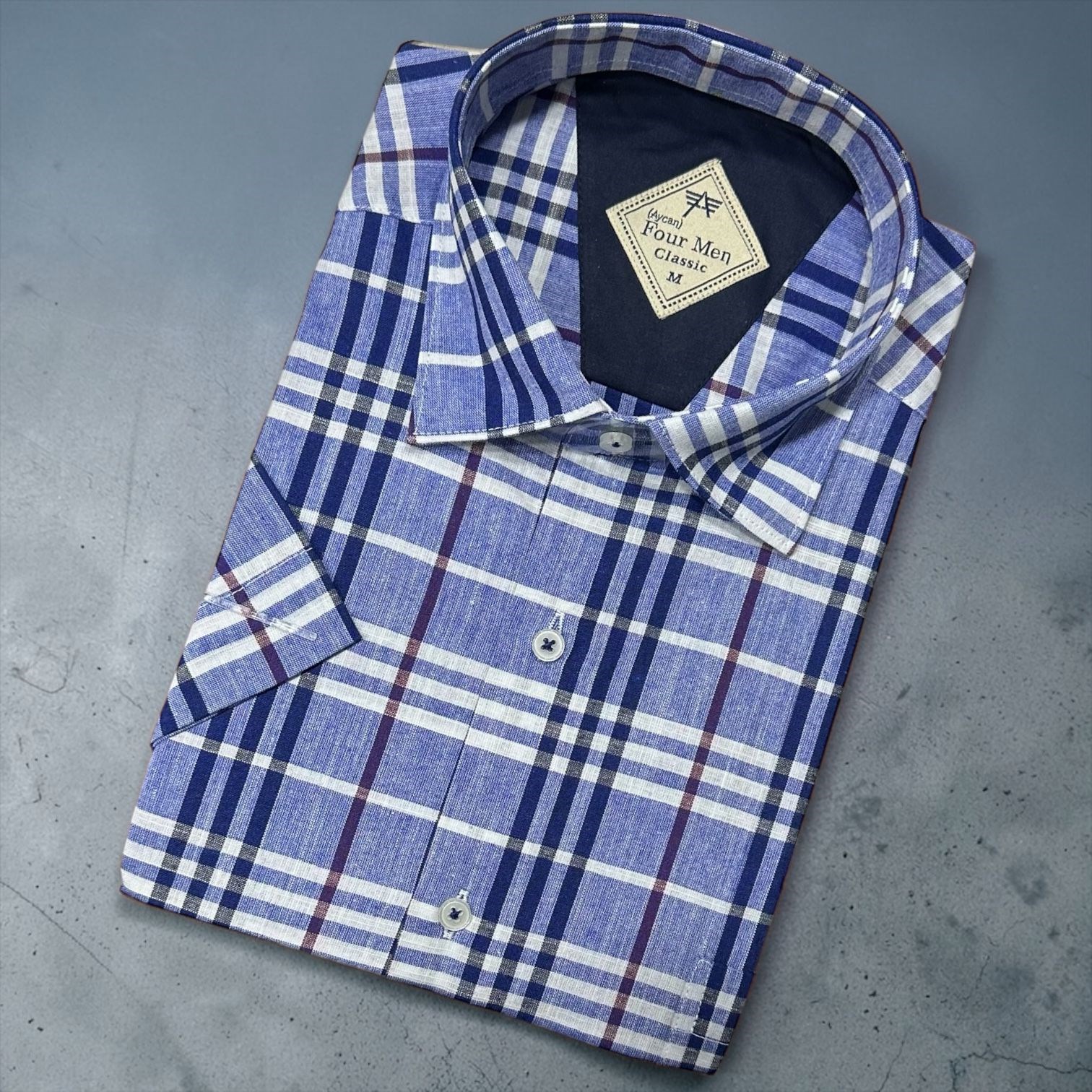 Linen Keten Klasik %100 Cotton Kısa Kollu Terletmeyen Gömlek 